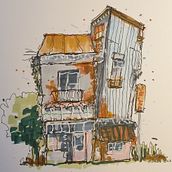 Mein Abschlussprojekt für den Kurs: Expressive Architekturskizzen mit Markern. Sketching, Drawing, Architectural Illustration, Sketchbook & Ink Illustration project by simone_urbe - 05.06.2023