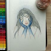 Mon projet du cours : Dessin de portraits expressifs aux crayons de couleur . Un proyecto de Dibujo, Dibujo de Retrato, Sketchbook y Dibujo con lápices de colores de Lauralee Dumez - 07.05.2023