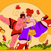 Couple illustration. Een project van Traditionele illustratie, Animatie y Ontwerp van personages van Ana Luiza Batista - 02.05.2023