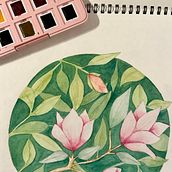 Mi proyecto del curso: Técnicas de acuarela en negativo para ilustración botánica. Un proyecto de Ilustración tradicional, Pintura a la acuarela e Ilustración botánica de Paula Muñoz - 08.05.2023