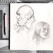 Final Project from the course: 'Portrait Sketchbooking: Explore the Human Face'. Sketching, Drawing, Portrait Drawing, and Sketchbook project by Els - 05.10.2023
