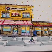 Harvey Street Variety Store . Esboçado, Arte urbana e Ilustração arquitetônica projeto de Lyne Trott - 06.05.2023