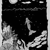 The little mermaid . Un proyecto de Dibujo, Dibujo artístico e Ilustración con tinta de lunacor - 11.05.2023