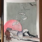 Il mio progetto del corso: Illustrazione con tecniche manuali di tratteggio e dripping. Character Design, Fine Arts, Painting, Watercolor Painting, Portrait Drawing, and Artistic Drawing project by Giulia Bastianelli - 05.11.2023