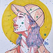 My project for course: Manual Illustration Techniques: Hatching and Dripping. Een project van Ontwerp van personages,  Beeldende kunst, Schilderij, Aquarelschilderen,  Portrettekening y  Artistieke tekening van Trisny WR - 12.05.2023