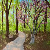 Path into Spring - My project for course: Landscape Painting with Gouache for Beginners. Projekt z dziedziny  Sztuki piękne,  Malarstwo, Ilustracja naturalist, czna i Malowanie gwaszami użytkownika katcrowley8 - 13.05.2023
