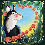 Spring Husky. Drawing with the mood of spring. Traditional illustration project by Лина Вадис - 04.14.2022