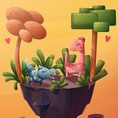 Illustration "Dinosaur Island" . Traditional illustration project by Лина Вадис - 08.23.2021