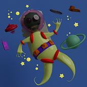 Mi proyecto del curso: Creación de personajes en 3D con Blender. Un progetto di 3D, Character design, Modellazione 3D, Character design 3D e Progettazione 3D di Miguel Bruno - 14.05.2023