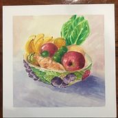 Bowl of fruits & veggies. Gouache Painting project by ellen_ - 05.15.2023