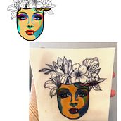 My project for course: Artistic Tattoos in Full Color Flower Head Girl. Ilustração tradicional, Desenho, Ilustração digital, Desenho de tatuagens, e Desenho digital projeto de Emma Smart - 10.05.2023