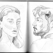 Mi proyecto del curso: Cuaderno de retratos a línea con grafito. Un proyecto de Bellas Artes, Bocetado, Dibujo, Dibujo de Retrato y Sketchbook de Ana Grande - 14.05.2023