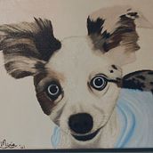  Las curiosas, perrita, Sereno (pintado con tinta china); Mona.. Oil Painting project by Debora Maria Carbajal Dumesnil - 05.13.2023