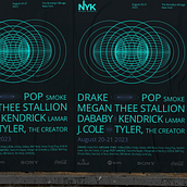 Sistema modular para evento de musica NYK. Un progetto di Direzione artistica, Br, ing, Br, identit, Graphic design, Design digitale e Comunicazione di cobelidesign - 16.05.2023