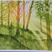First attempt at Dreamy Landscape Ein Projekt aus dem Bereich Aquarellmalerei von Rebecca - 17.05.2023