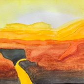 Sunrise at the Grand Canyon. Watercolor Painting project by Mary Porter - 05.18.2023