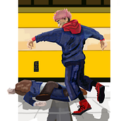 Itadori Jujutsu Kaisen FantArt. Traditional illustration, Creativit, Drawing, and Digital Illustration project by Diego Carrera Hernandez - 05.15.2023