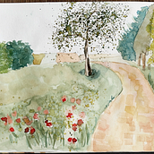 Mein Abschlussprojekt für den Kurs: Natürliche Aquarelllandschaften. Un proyecto de Bellas Artes, Pintura y Pintura a la acuarela de Fran - 21.05.2023