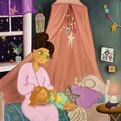 "Strong like Mom" book illustrations. Traditional illustration, Design, Creativit, Children's Illustration, and Children's Literature project by Amber Waters - 05.21.2023