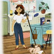 "If You Give a Mom a Mop" book illustrations. Traditional illustration, Children's Illustration, Children's Literature, Creativit, and Graphic Design project by Amber Waters - 05.21.2023