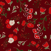 poppi flowers - pattern design. Een project van  Ontwerp, Traditionele illustratie, Patroonontwerp y  Botanische illustratie van Francesca Del Vecchio - 07.05.2023