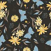 yellow wildflowers - pattern design. Een project van  Ontwerp, Traditionele illustratie, Patroonontwerp,  Botanische illustratie, Packaging y Papercraft van Francesca Del Vecchio - 01.05.2023