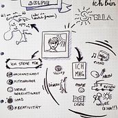 sketchnote selfie. Traditional illustration, and Sketching project by Stella Veneziano - 05.22.2023