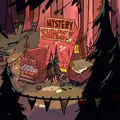 Gravity Falls "Mystery Shack" Environment. Traditional illustration, Concept Art, and Design project by Laura Wamba "Wambart" - 05.22.2023