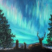 Winter Night Lights - 5x7 acrylic on card-stock . % Bekky Peterson tarafından hazırlanan Tablo, Geleneksel illüstras, Ve on projesi - 12.19.2022