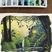 My project for course: Fantasy Landscapes with Watercolor & Gouache. Fine Arts, Painting, Watercolor Painting, Naturalistic Illustration, and Gouache Painting project by upasnab21 - 05.24.2023