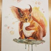 Final Project Squirrel. Projekt z dziedziny Trad, c, jna ilustracja, Malowanie akwarelą, R, sunek realist, czn, Ilustracja naturalist i czna użytkownika jennifer_sauer - 24.05.2023