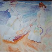 Repaint oil painting in watercolor. Watercolor Painting, and Painting project by Tia y Jose - 05.24.2023