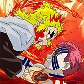 Demon Slayer - Rengoku vs Akaza. Een project van  Ontwerp, Traditionele illustratie, Animatie,  Art direction, Ontwerp van personages, Kostuumontwerp,  Beeldende kunst, Grafisch ontwerp, Karakteranimatie,  Schetsen,  Creativiteit,  Tekening, Posterontwerp, Digitale illustratie,  Portrettekening, Digitaal ontwerp, Digitale tekening,  Digitaal schilderij, Sketchbook, Anatomisch tekenen, Manga y Geanimeerde Illustratie van zeltic_voltra - 24.06.2021