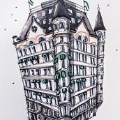 Mijn project van de cursus: Creëer expressieve architecturale schetsen met kleurstiften. Sketching, Drawing, Architectural Illustration, Sketchbook & Ink Illustration project by maximeisai - 05.25.2023