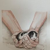 Illustration of hands with watercolors . Watercolor Painting project by Ingrid - 05.25.2023