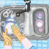 Mi proyecto del curso: Washing Dishes. Projekt z dziedziny Trad, c, jna ilustracja,  Animacja, Animacje 2D, Ilustracja c, frowa i Animowana Ilustracja użytkownika Mariana Ordóñez Alarcón - 25.05.2023