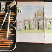 La puerta de Alcalá. Traditional illustration project by Fernando Barcos - 05.27.2023
