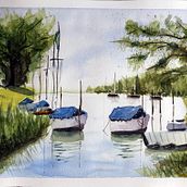 My project for course: Watercolor Techniques for Painting Seascapes. Painting, Watercolor Painting, and Naturalistic Illustration project by Alejandra Taborda - 05.27.2023