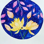 Flores nocturnas. Traditional illustration, Watercolor Painting, and Botanical Illustration project by noxwatercolor - 05.28.2023