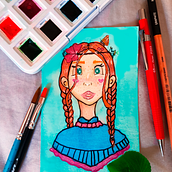 Meu projeto do curso: Desenho fanart com aquarela e lápis de cor. Traditional illustration, Painting, Watercolor Painting, Portrait Drawing, Children's Illustration, and Colored Pencil Drawing project by Izadora Brandão - 05.24.2023