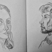 Mi proyecto del curso: Cuaderno de retratos a línea con grafito. Fine Arts, Sketching, Drawing, Portrait Drawing, and Sketchbook project by Bego Expósito - 05.28.2023