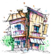 Meu projeto do curso: Desenho arquitetônico expressivo com marcadores coloridos. Sketching, Drawing, Architectural Illustration, Sketchbook & Ink Illustration project by Durva Simão - 05.29.2023