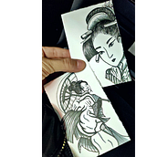 Más tinta con influencia japonesa . Un proyecto de Ilustración tradicional, Diseño de personajes, Pintura, Cómic, Dibujo, Dibujo de Retrato y Diseño de tatuajes de Desirée GR - 29.05.2023