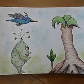 Mon projet du cours : Dessin de créatures fantastiques inspirées de la nature. Pencil Drawing, Drawing, Watercolor Painting, Sketchbook, and Naturalistic Illustration project by Odette - 05.25.2023