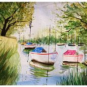 Mein Abschlussprojekt für den Kurs: Wasserlandschaften in Aquarell malen. Painting, Watercolor Painting, and Naturalistic Illustration project by J. M. - 06.04.2023