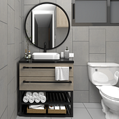 Diseño de Baño Minimalista. Un proyecto de Diseño, creación de muebles					, Diseño de interiores, Modelado 3D, Interiorismo, Diseño de espacios y Diseño de presentaciones						 de Dana Rodríguez - 21.10.2021