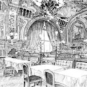 Le train bleu restaurant. Un proyecto de Ilustración tradicional, Arquitectura y Bellas Artes de Michel Majola - 05.06.2023
