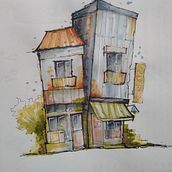 Meu projeto do curso: Desenho arquitetônico expressivo com marcadores coloridos. Sketching, Drawing, Architectural Illustration, Sketchbook, Ink Illustration, and Traditional illustration project by ggabi - 06.05.2023