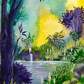 Mein Abschlussprojekt für den Kurs: Illustration von Fantasielandschaften mit Aquarell und Gouache. Fine Arts, Painting, Watercolor Painting, Naturalistic Illustration, and Gouache Painting project by artilina - 06.05.2023