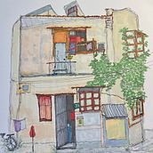 My project for course: Expressive Architectural Sketching with Colored Markers. Un projet de Esquisse , Dessin, Illustration architecturale, Carnet de croquis et Illustration à l'encre de Lisa Blanco - 06.06.2023